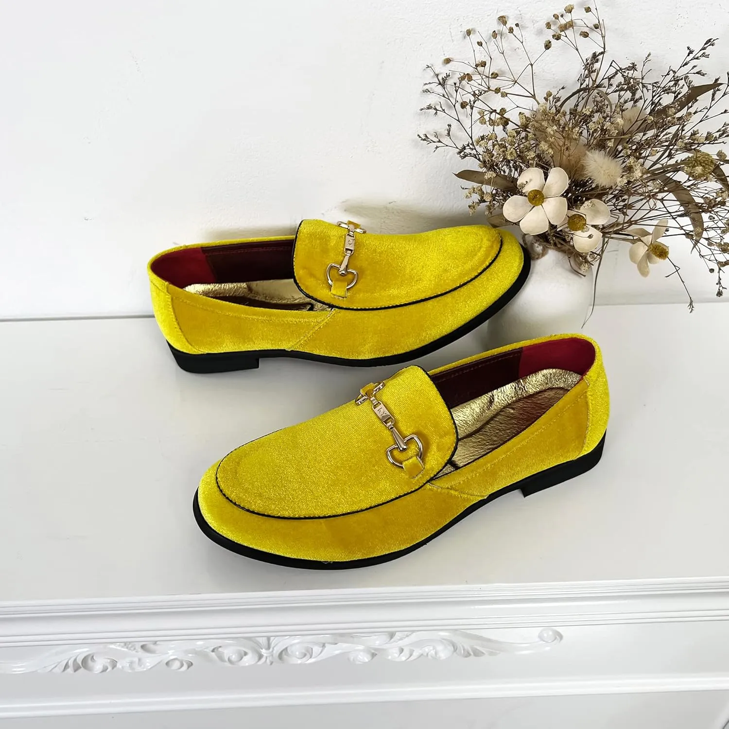 LCQL Men's Luxury Velvet Penny Loafer Shoes Noble Slip-on Suede Loafers Smoking Slippers Plus Size 7-13