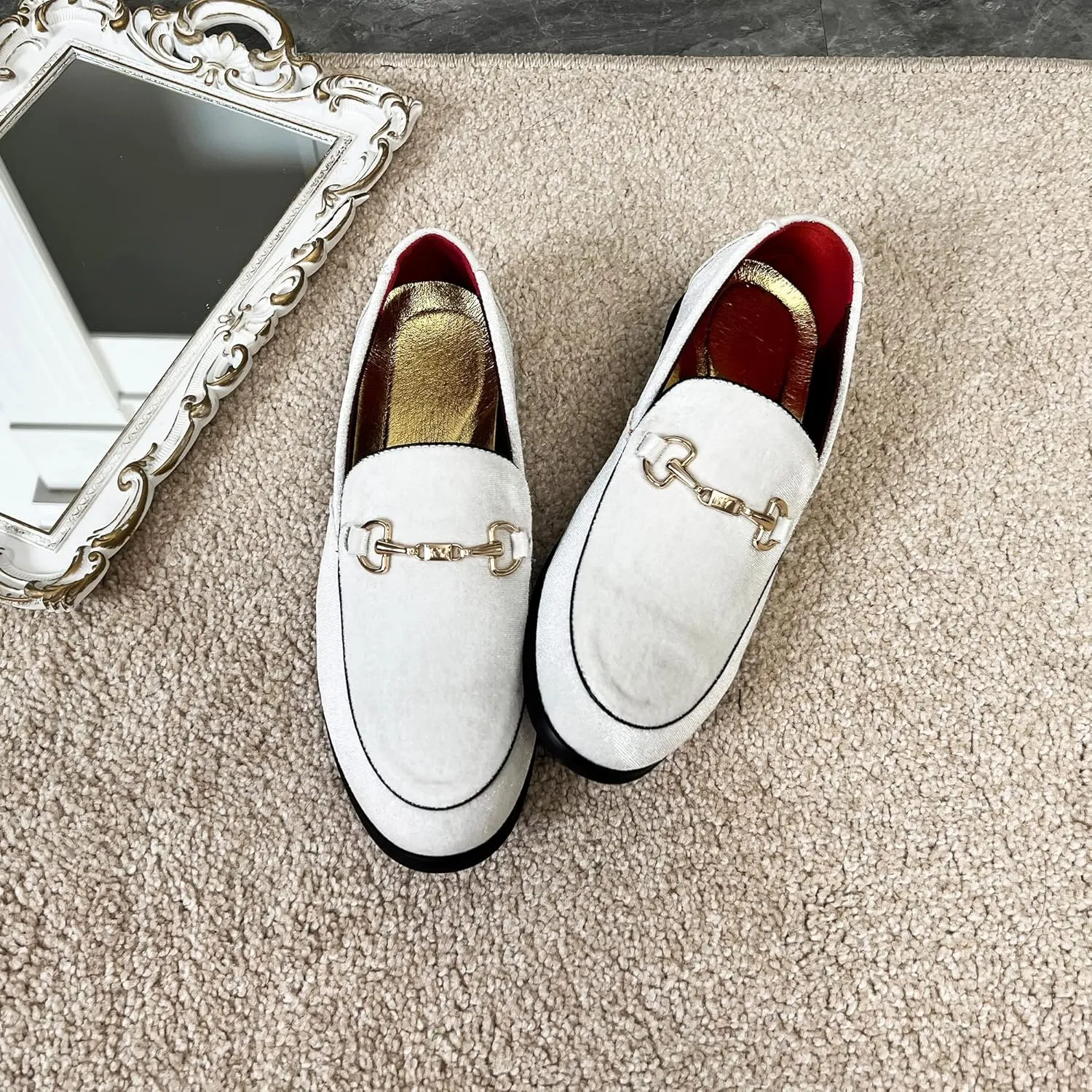 LCQL Men's Luxury Velvet Penny Loafer Shoes Noble Slip-on Suede Loafers Smoking Slippers Plus Size 7-13