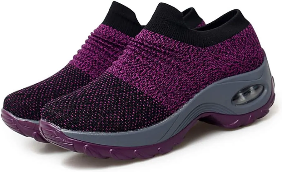 LEADER SHOW Women's Casual Walking Shoes Comfortable Loafers Slip-On Nursing Shoes Fashion Platform Sneakers