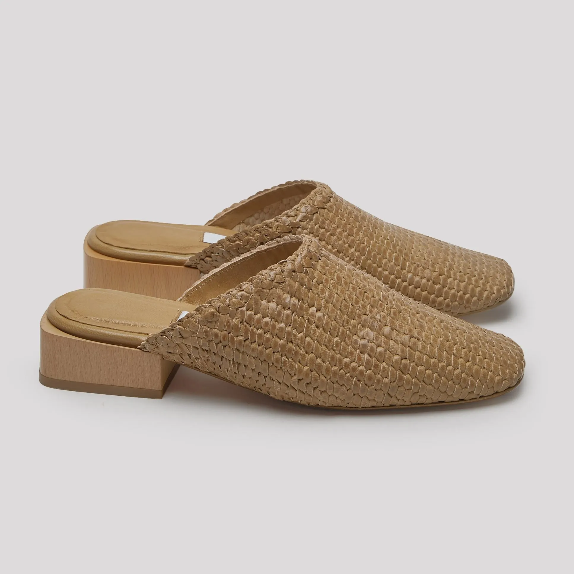 Leather Customer-approved Woven Mules Natural Juana Hot offer