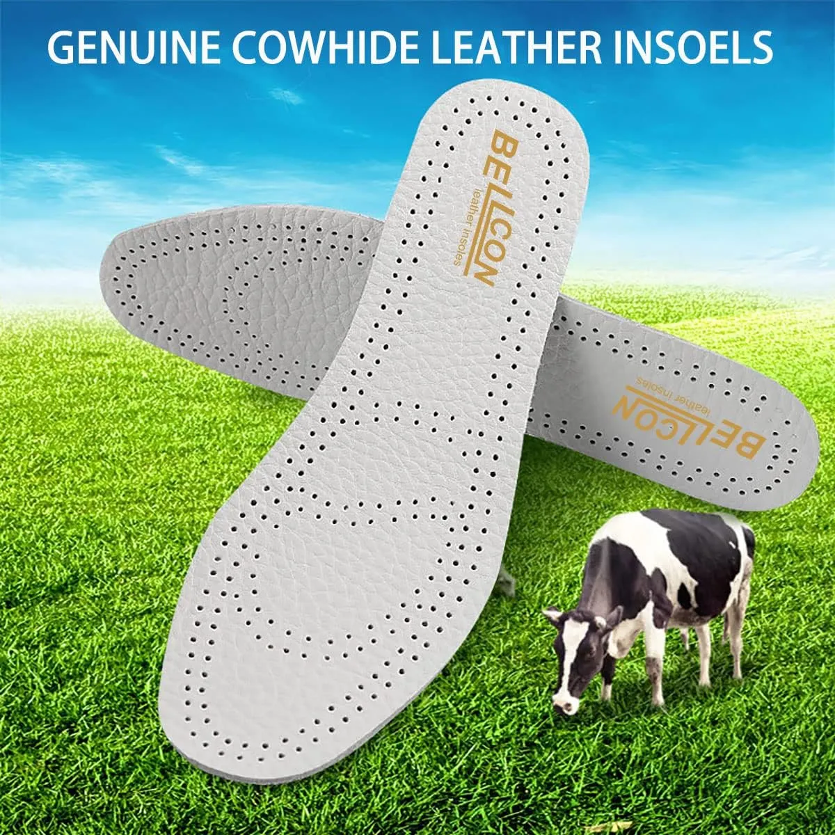 Leather Insoles for Men Black Thin Leather Inserts for Men Dress Shoes Nonslip Shoe Pads Replacement for Comfort Cushioning and Odor Eater (3 Pairs/Mens US 9-9.5)