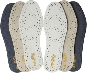 Leather Insoles for Men Black Thin Leather Inserts for Men Dress Shoes Nonslip Shoe Pads Replacement for Comfort Cushioning and Odor Eater (3 Pairs/Mens US 9-9.5)
