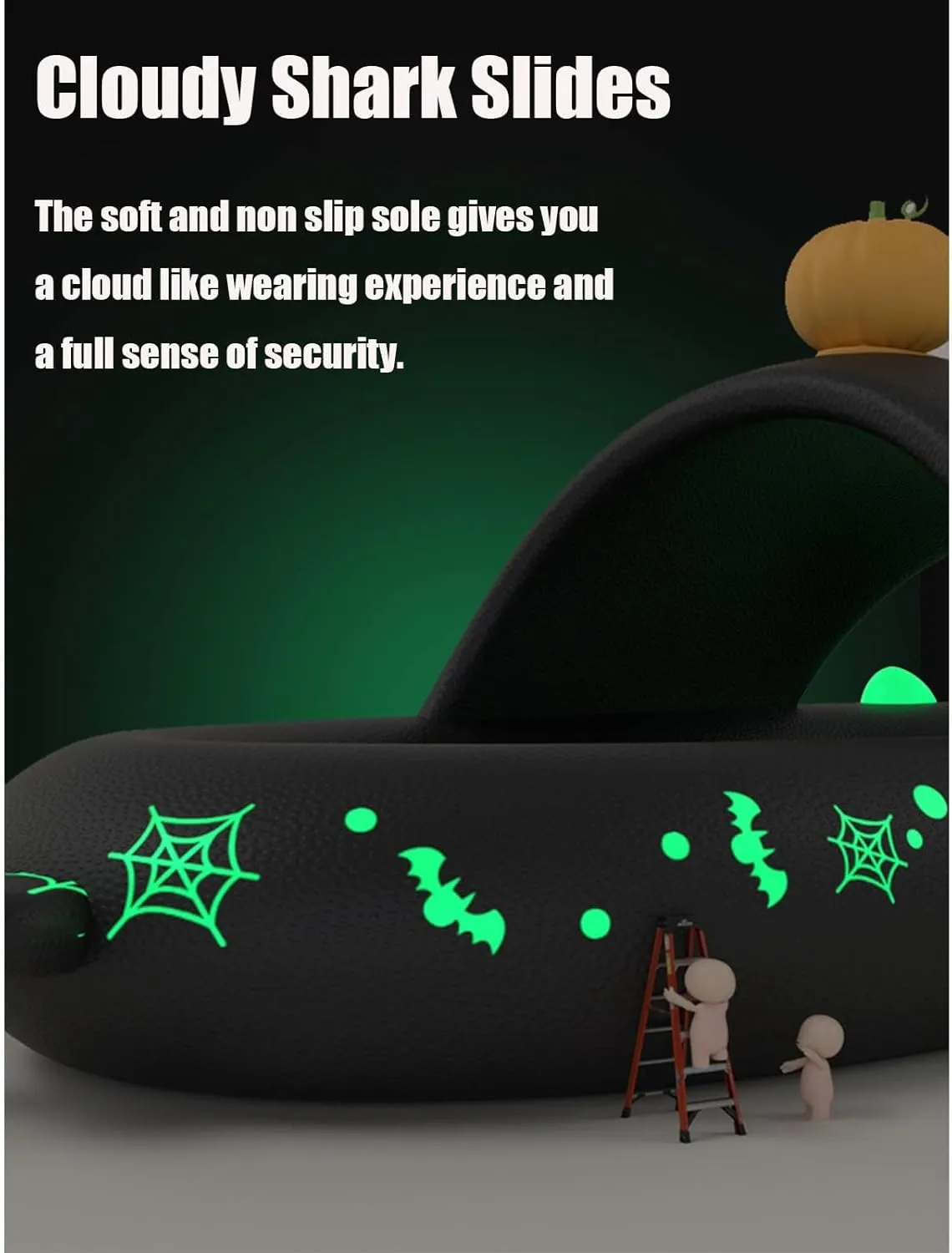 LELEBEAR Halloween Shark Slides, Christmas Shark Slides, EVA Thick Sole Non Slip Quick Drying Shark Slippers for Women and Men