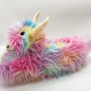 LELEBEAR Highland Cow Slippers, Plush Animal Slippers, Home Indoor Soft Anti-Slip Cute Slippers for Women and Men