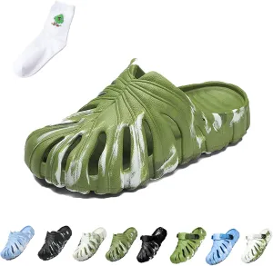 LELEBEAR Monstera Slippers, Monstera Pillow Slippers Open Toe Non Slip Slippers, Monstera Slides for Women and Men