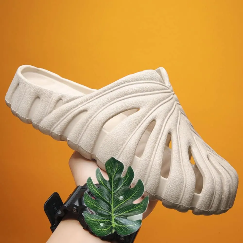 LELEBEAR Monstera Slippers, Monstera Pillow Slippers Open Toe Non Slip Slippers, Monstera Slides for Women and Men
