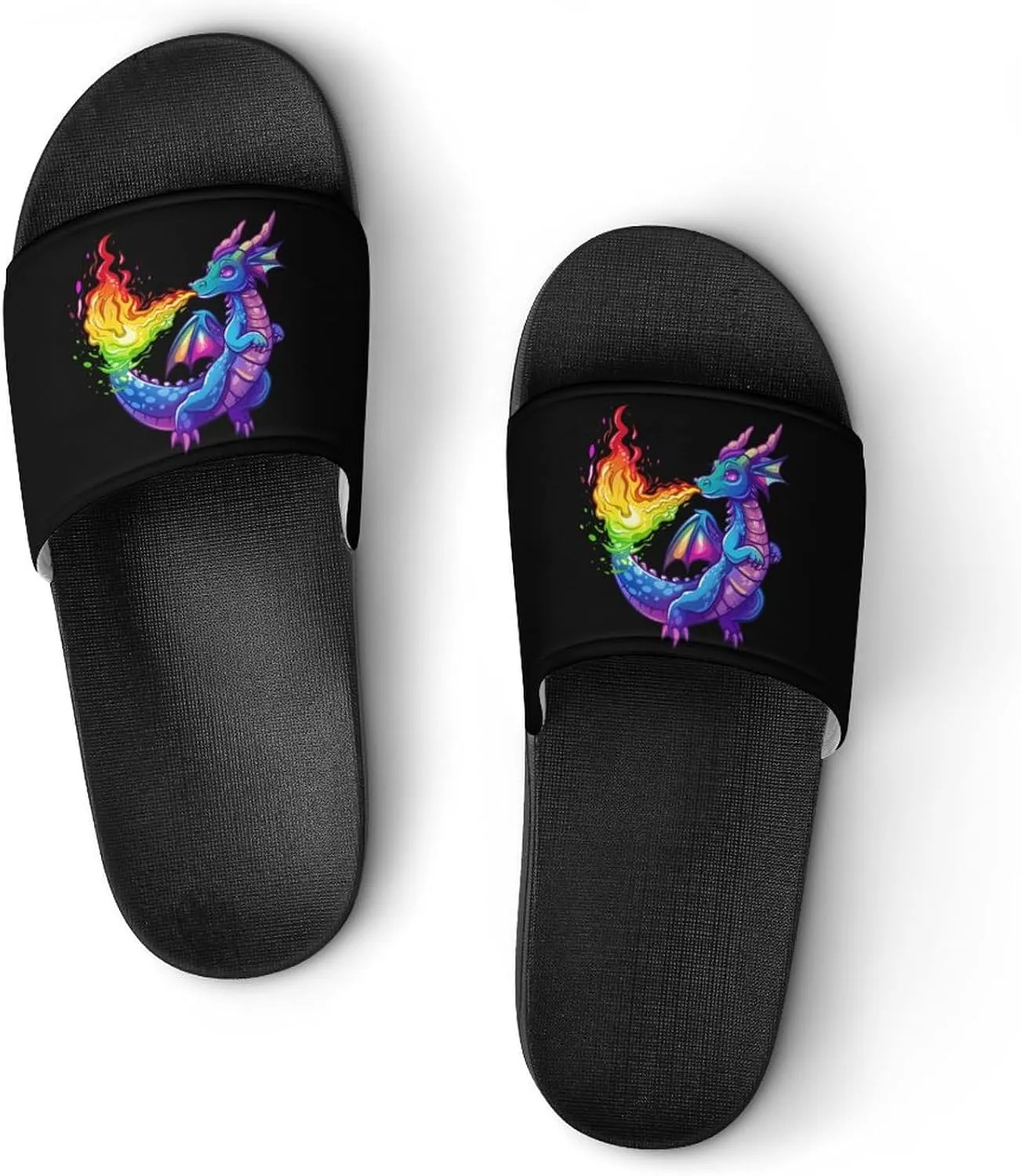 LGBT Dragon With Rainbow Flame Unisex Shower Shoes House Slippers Non-Slip Indoor Bathroom Shoes for Pool Beach 45 (275mm)