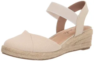 LifeStride Womens Kimmie Espadrille Wedge Sandal Loafer, Almond, 9.5 US
