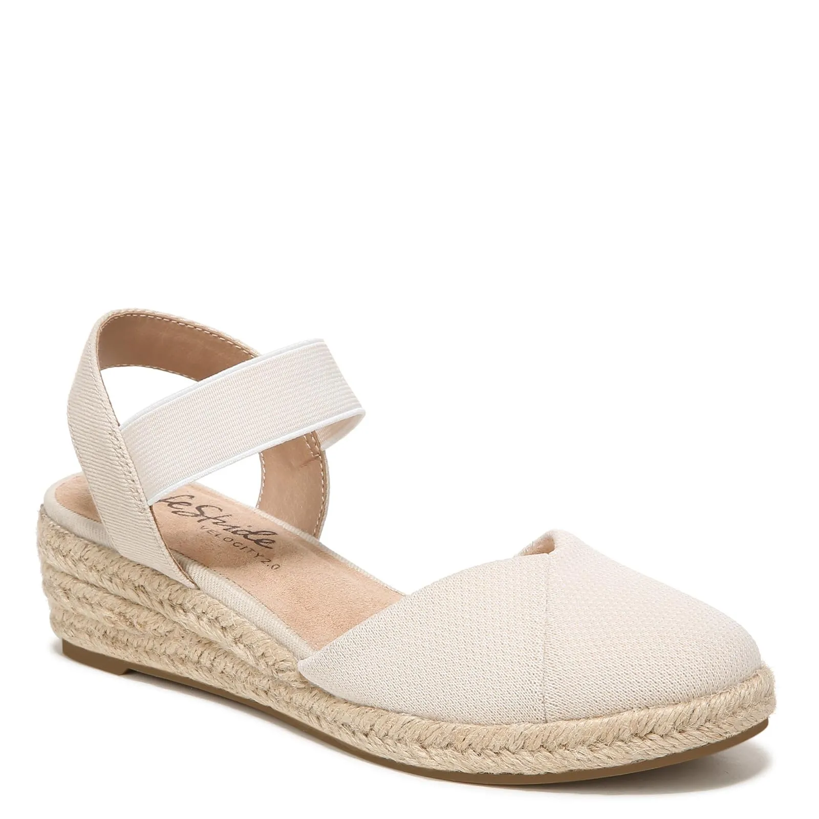 LifeStride Womens Kimmie Espadrille Wedge Sandal Loafer, Almond, 9.5 US