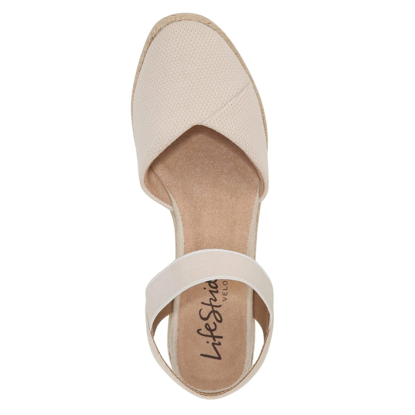 LifeStride Womens Kimmie Espadrille Wedge Sandal Loafer, Almond, 9.5 US