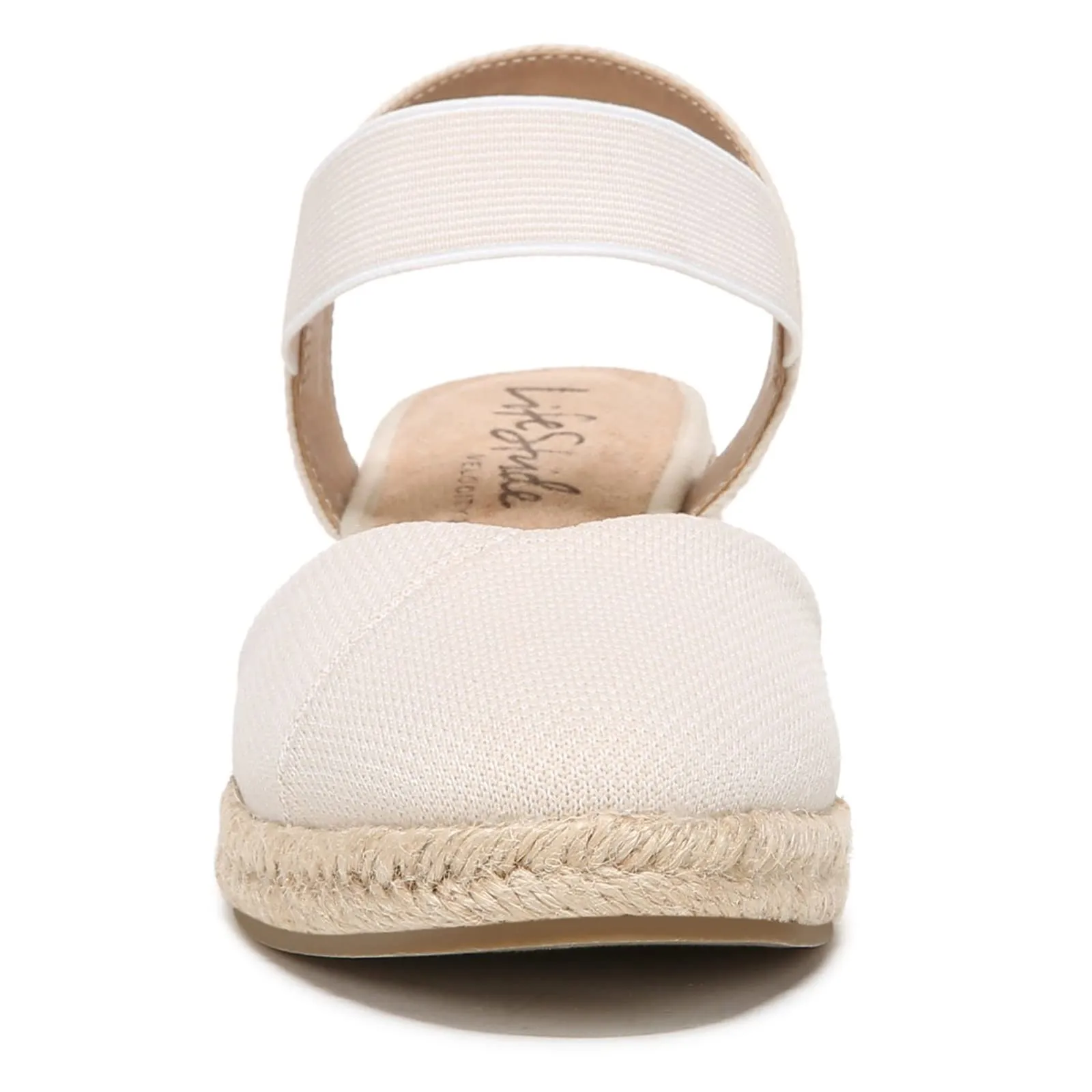 LifeStride Womens Kimmie Espadrille Wedge Sandal Loafer, Almond, 9.5 US