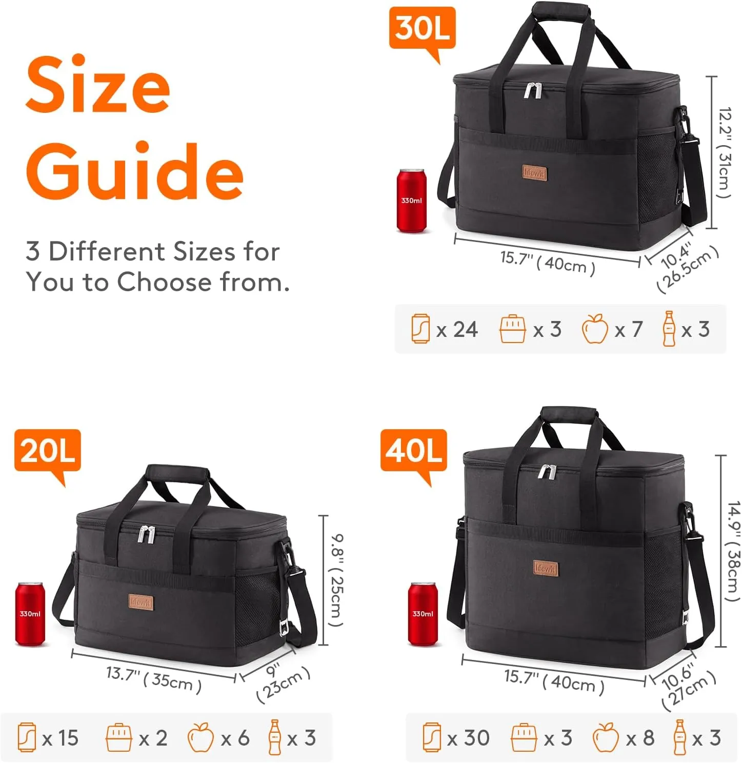 Lifewit Cooler Bag 30/50/60 Cans Collapsible and Insulated Large Lunch Bag Leakproof Soft Cooler Portable Tote for Camping/BBQ/Family Outdoor Activities