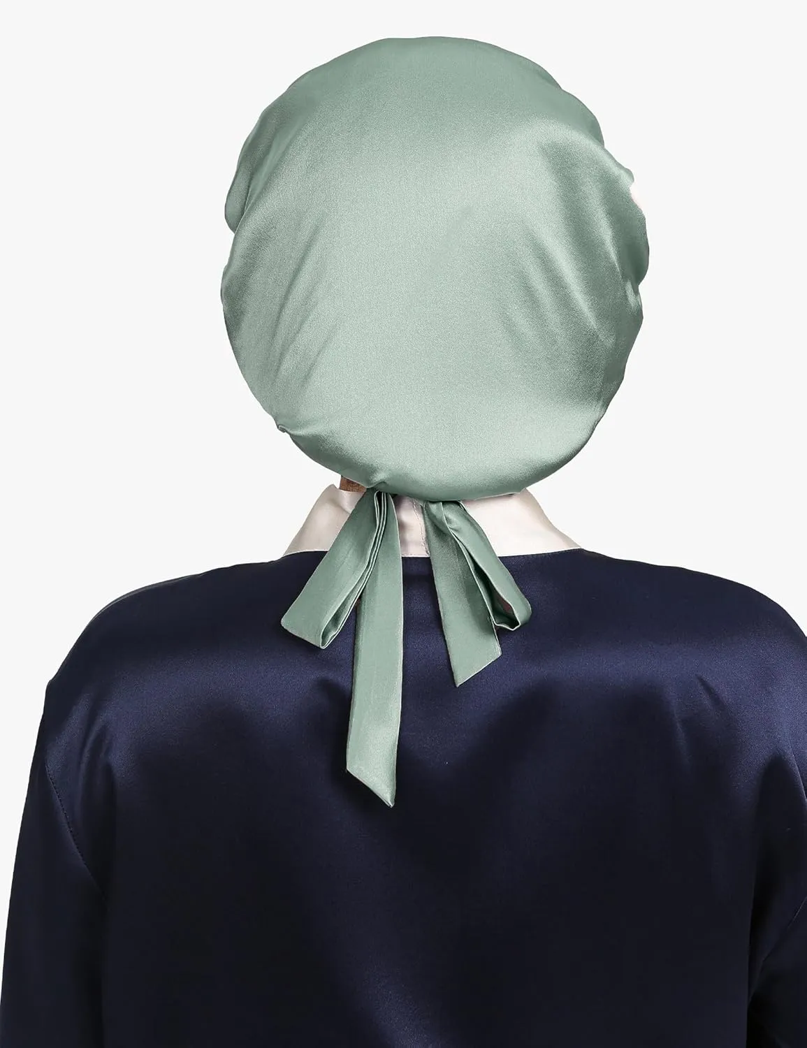 LilySilk 100% Mulberry Silk Bonnet Flat Front Silk Night Sleep Cap Adjustable Hair Wrap for Sleeping, Avocado Green