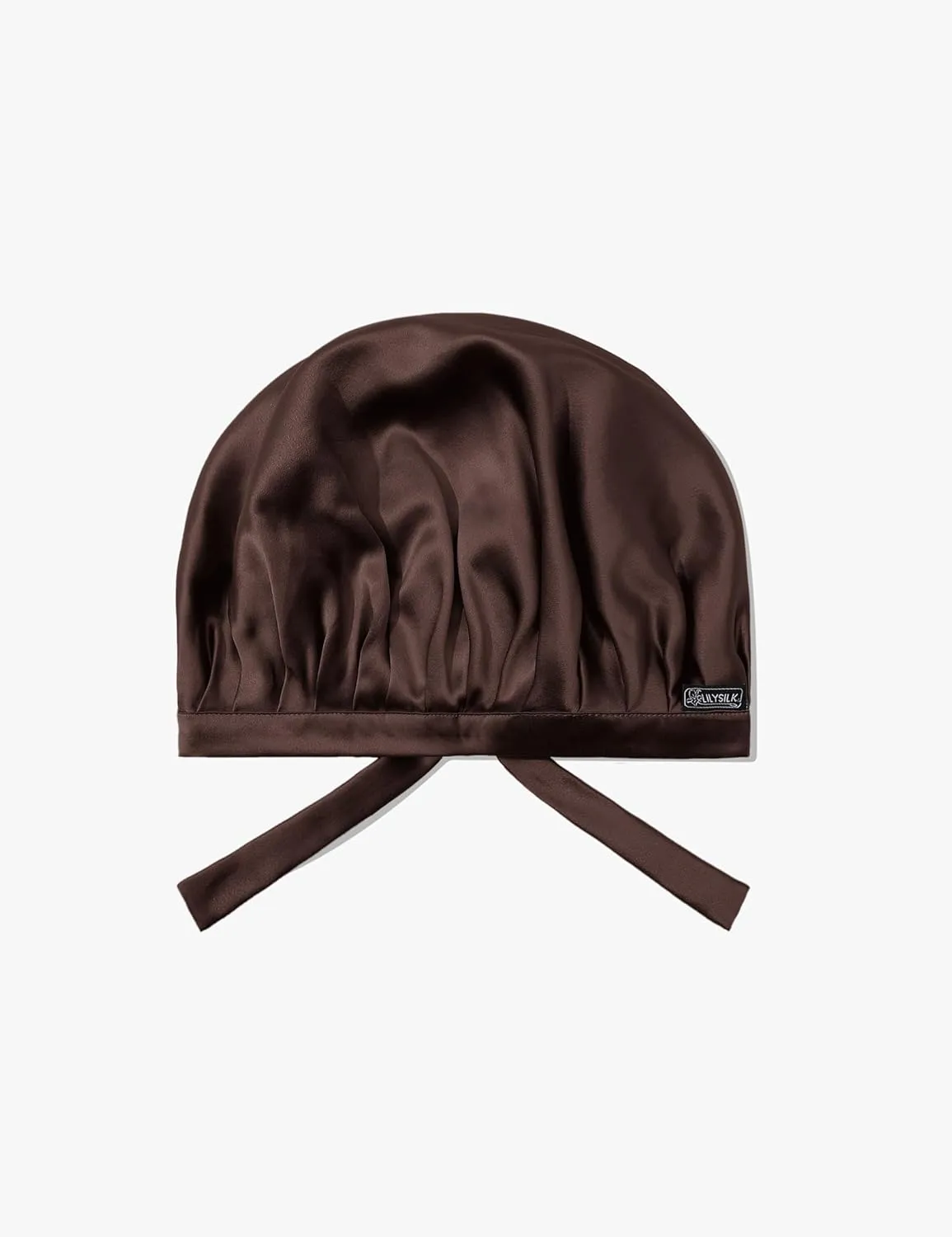 LilySilk 100% Mulberry Silk Bonnet Flat Front Silk Night Sleep Cap Adjustable Hair Wrap for Sleeping, Dark Brown