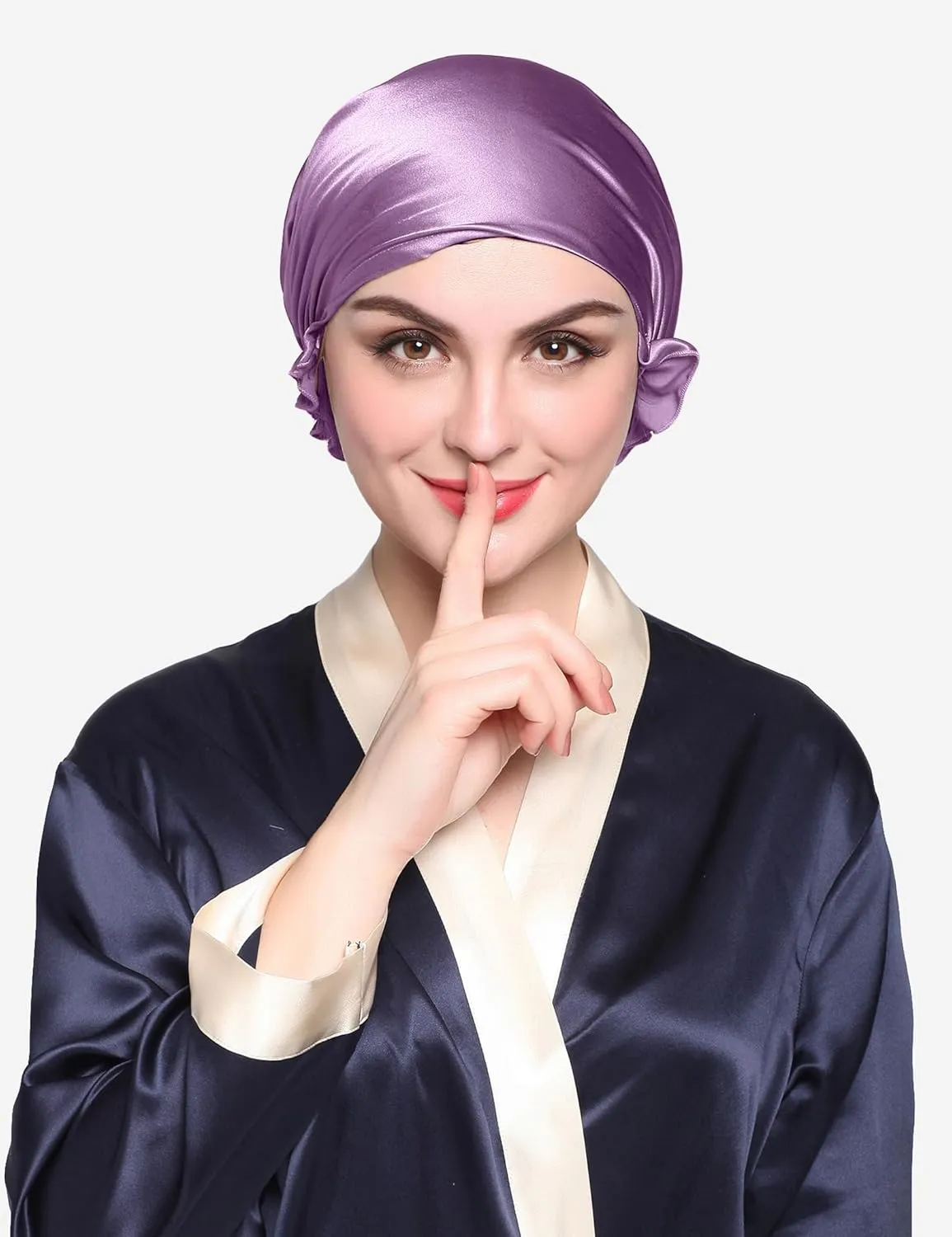 LilySilk Silk Bonnet for Sleeping Womens Sleep Cap 100% 19MM Mulberry Silk for Long Curly Hair Adjustable Stretchy Lavender