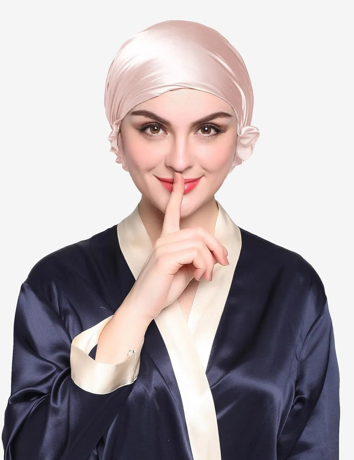LilySilk Silk Bonnet for Sleeping Womens Sleep Cap 100% 19MM Mulberry Silk for Long Curly Hair Adjustable Stretchy Light Beige