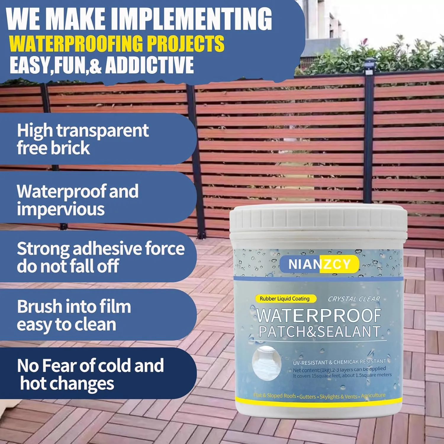 Liquid Waterproof Sealant Invisible Waterproof Agent Transparent Repairing Leak Waterproof Adhesive, Indoor & Outdoor Waterproof (12.3 OZ)