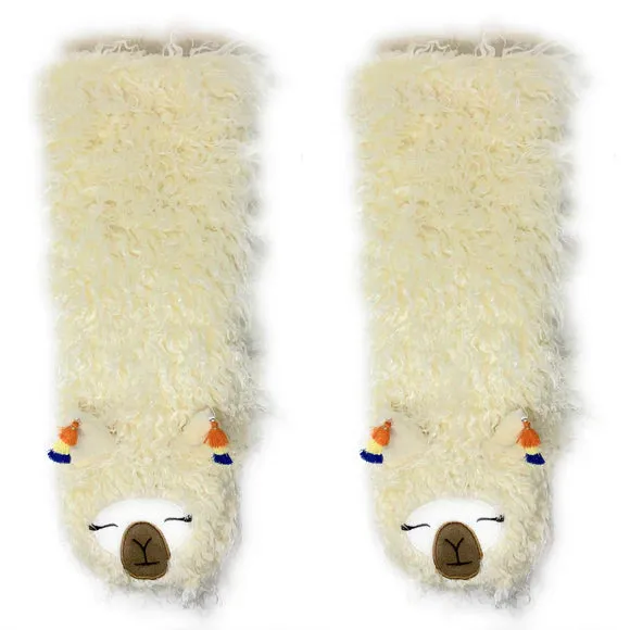 Llama Llama  Women's Funny Plush Gripper Slipper Socks