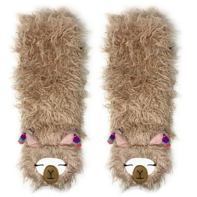 Llama Llama  Women's Funny Plush Gripper Slipper Socks