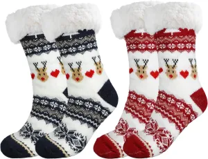 LOMIMOS Christmas Slipper Sock, Xmas Non Slip Sock Warm for Winter Home Women