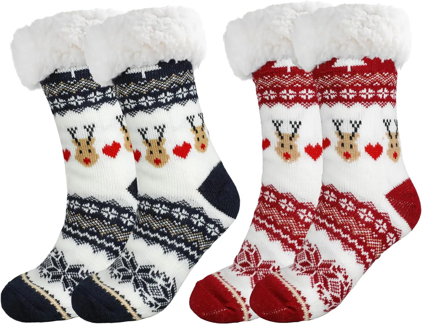 LOMIMOS Christmas Slipper Sock, Xmas Non Slip Sock Warm for Winter Home Women