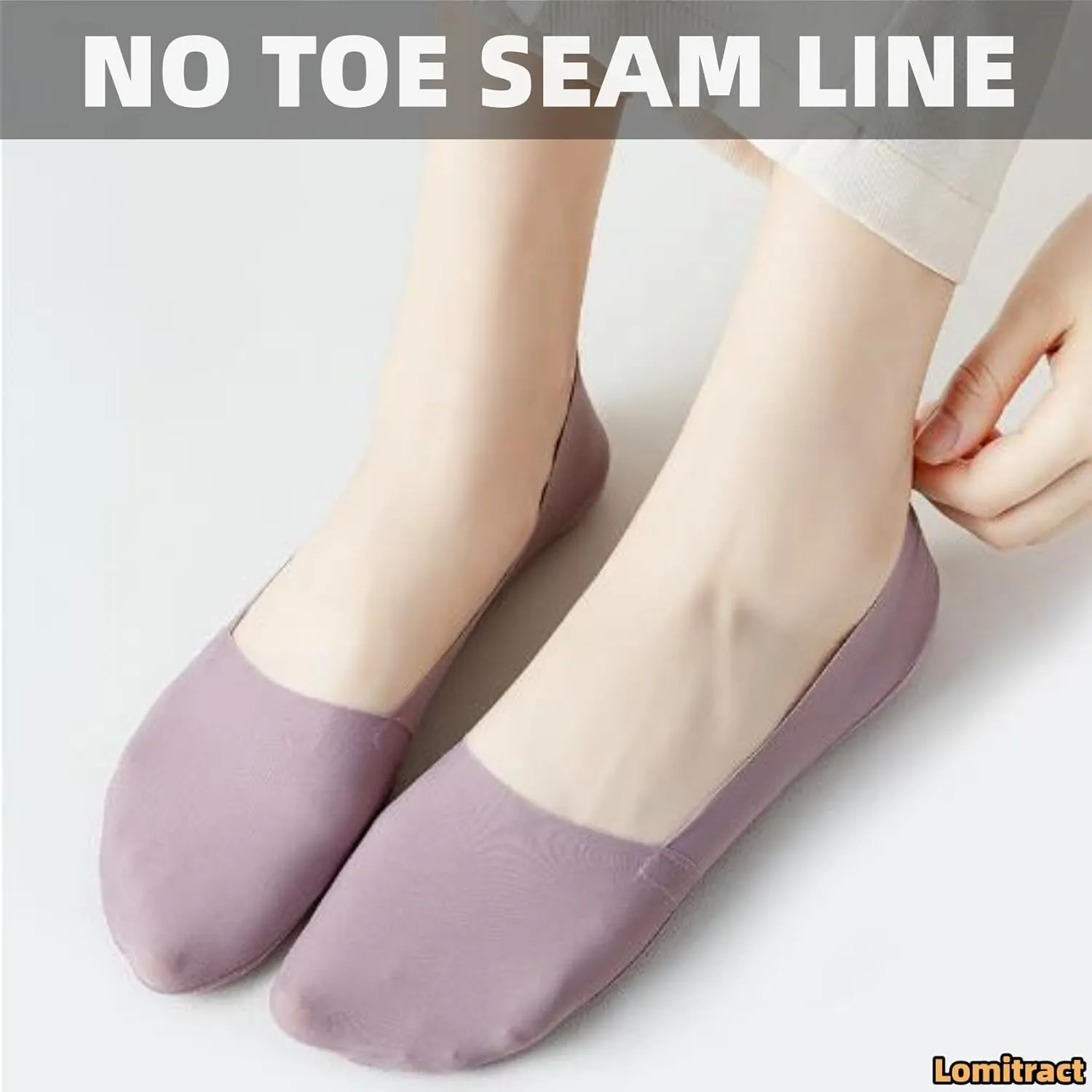 Lomitract Thin No Show Socks (Women 5-12), Made of Ice Silk Surface on the Surface & Cotton on the Bottom