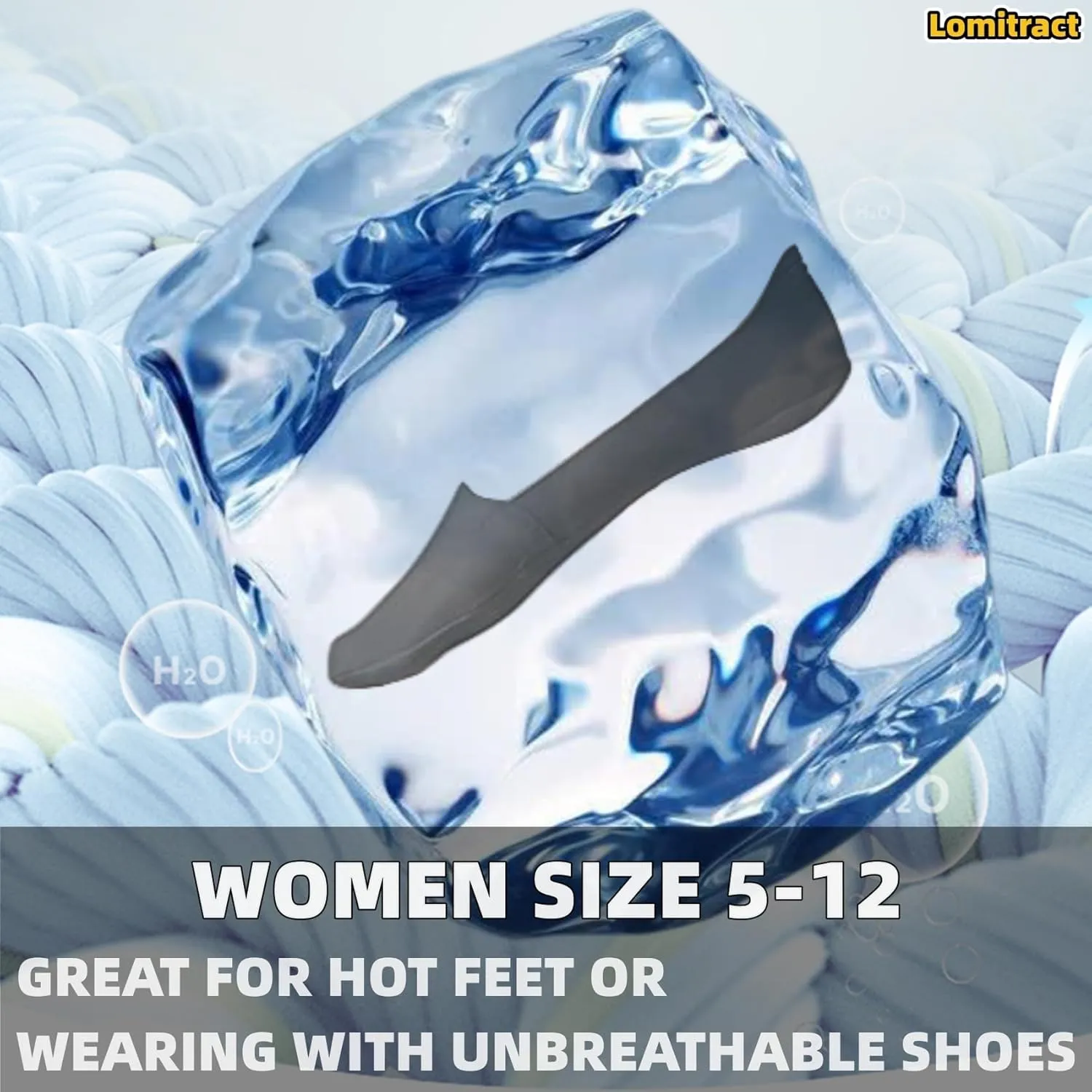 Lomitract Thin No Show Socks (Women 5-12), Made of Ice Silk Surface on the Surface & Cotton on the Bottom
