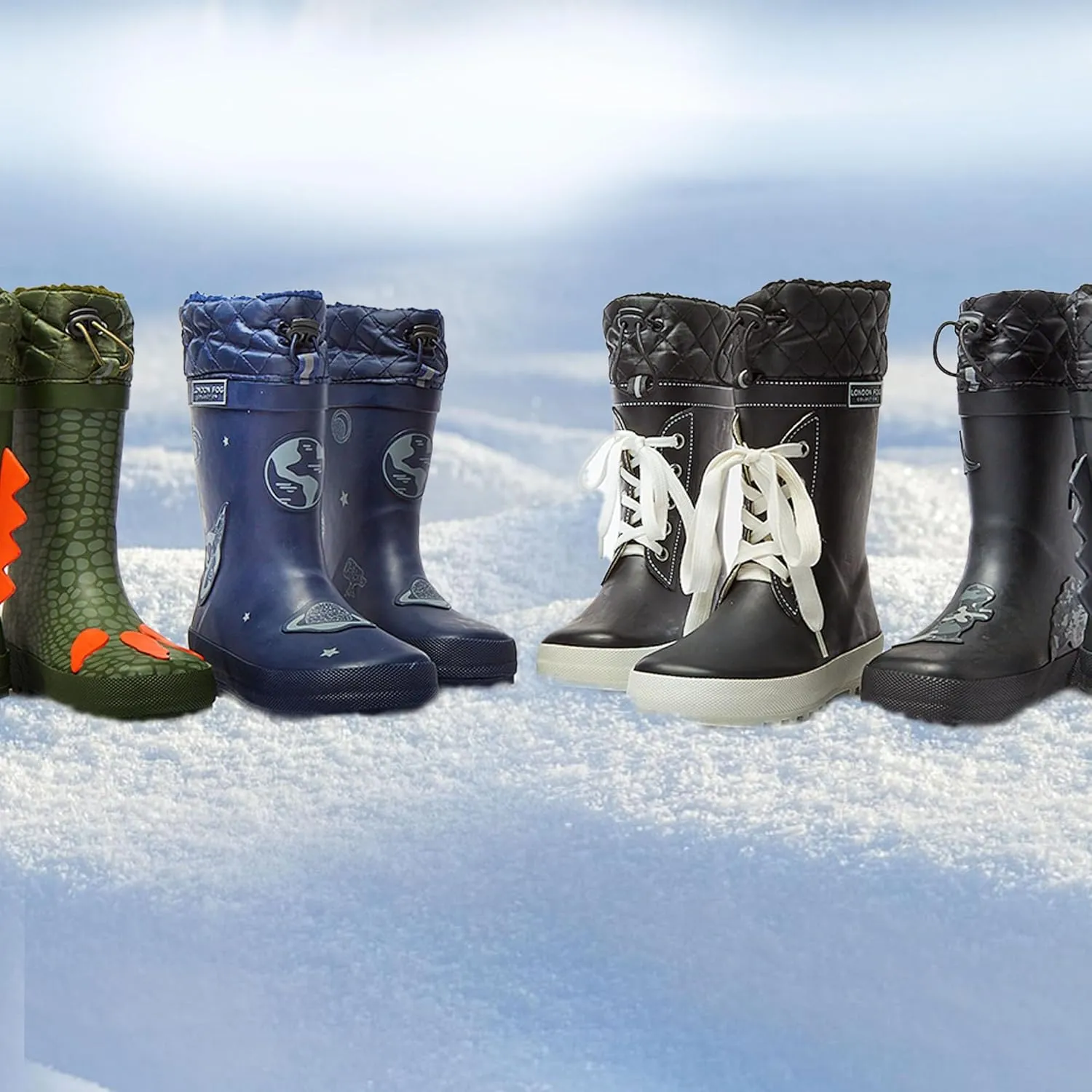 LONDON FOG Toby Boys Girls Snow Boots and Rain Boots - Insulated Winter Waterproof Boys Girls Snow Boots - Little Kid and Big Kid Sizes 11 to 7
