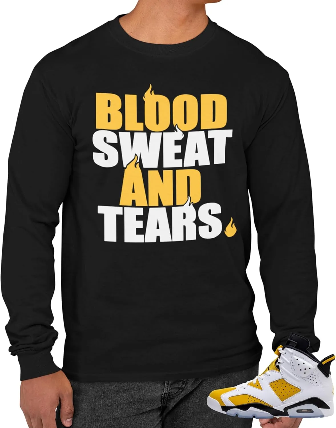 Long Sleeve T Shirt to Match Jordan 6 Yellow Ochre Men's Tees