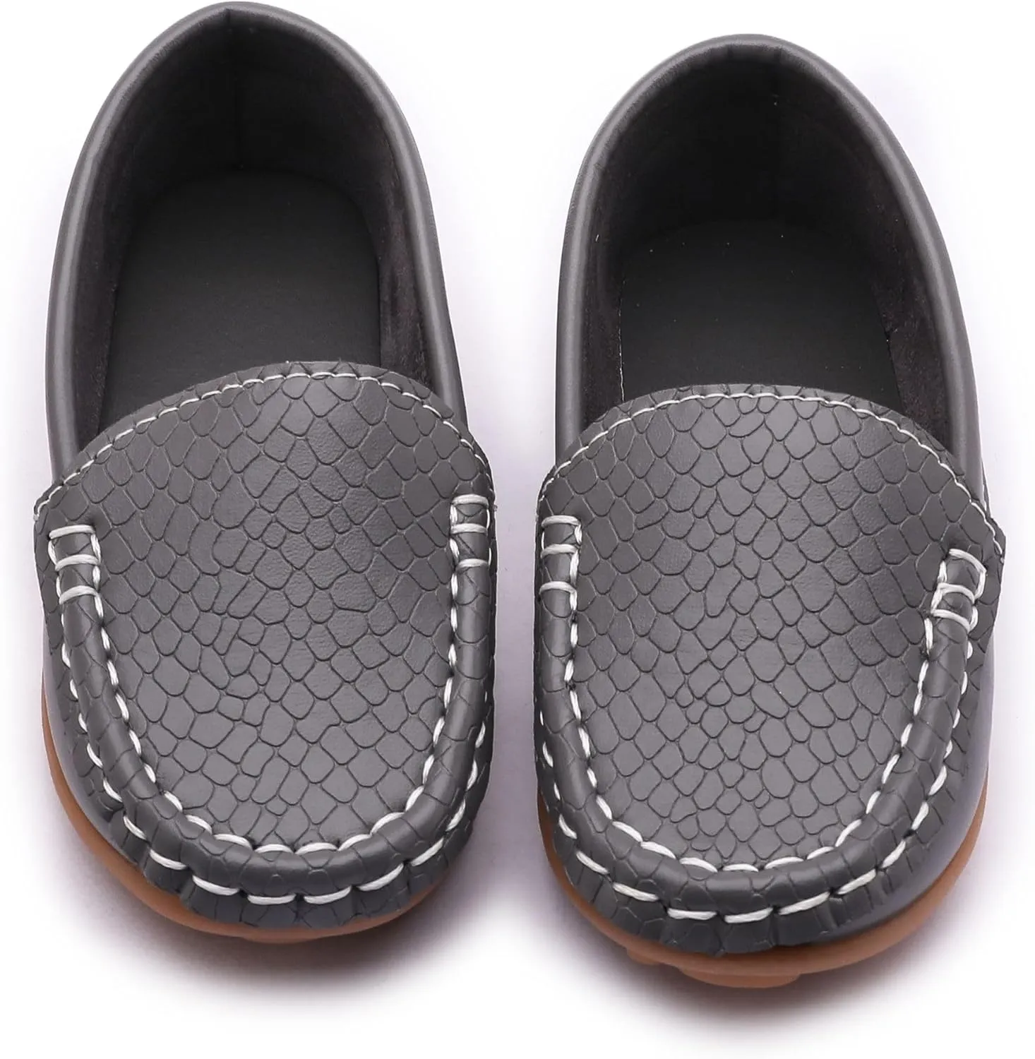 LONSOEN Toddler Little Kid Boys Girls Soft Slip On Loafers Dress Flat Shoes