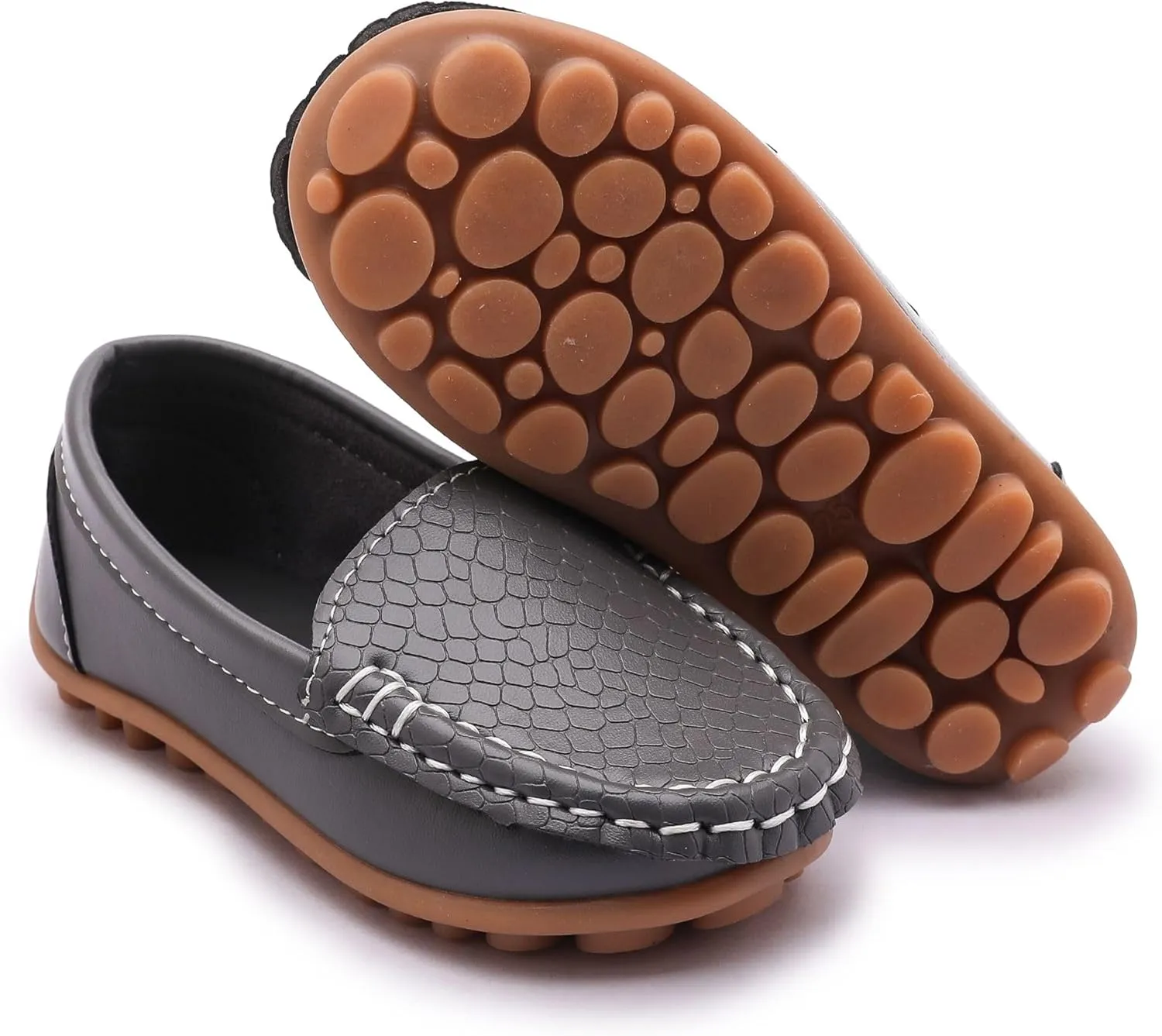 LONSOEN Toddler Little Kid Boys Girls Soft Slip On Loafers Dress Flat Shoes