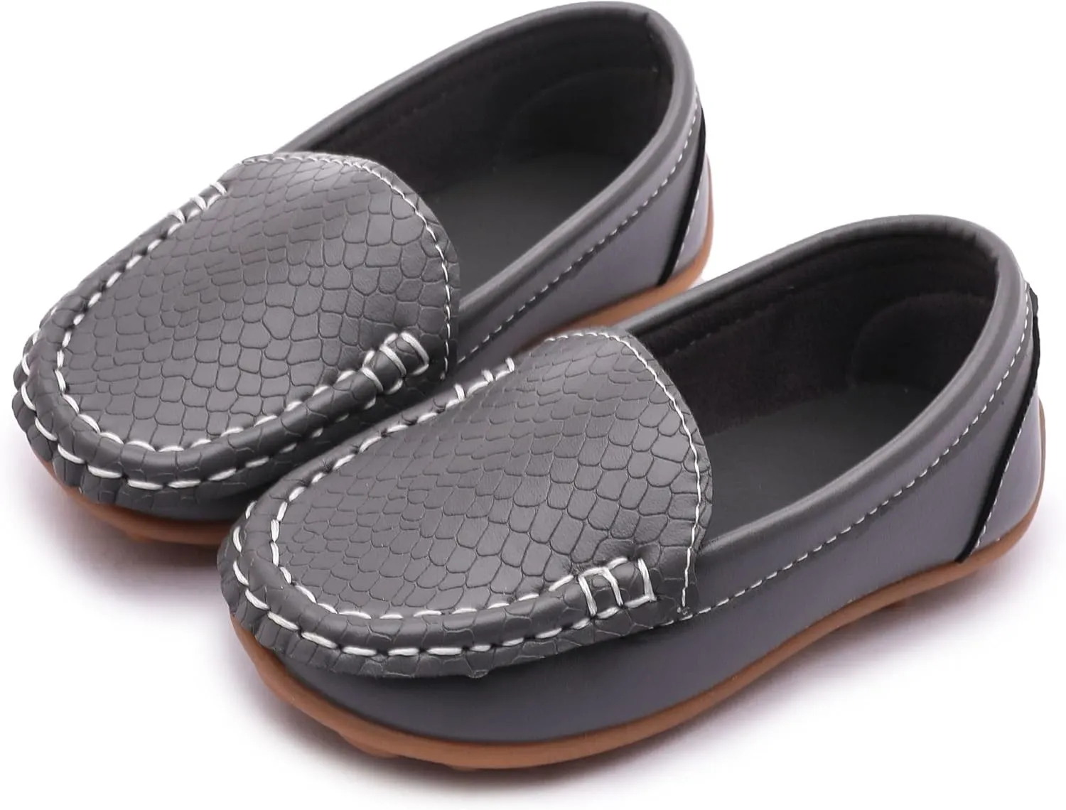 LONSOEN Toddler Little Kid Boys Girls Soft Slip On Loafers Dress Flat Shoes