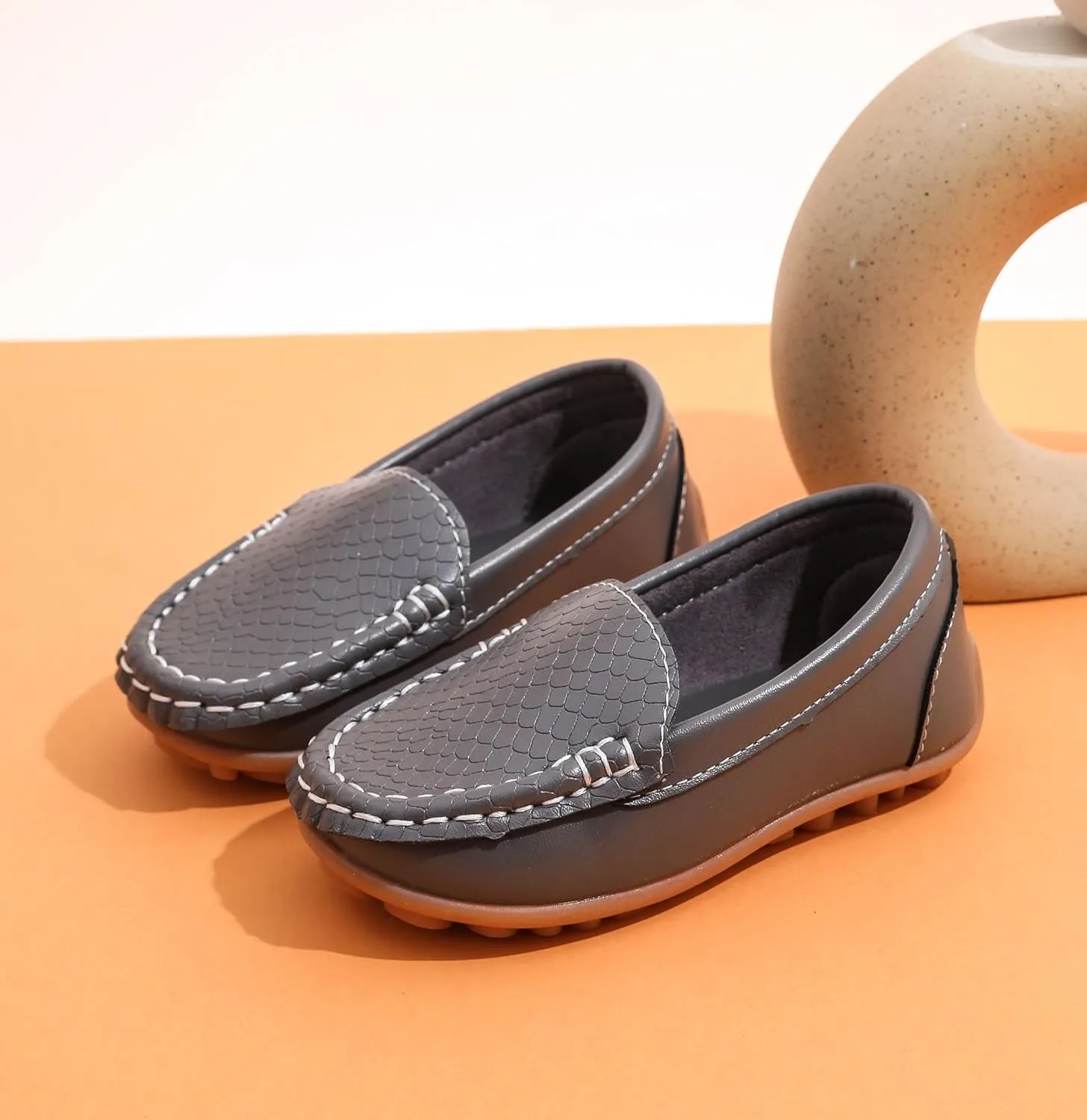LONSOEN Toddler Little Kid Boys Girls Soft Slip On Loafers Dress Flat Shoes