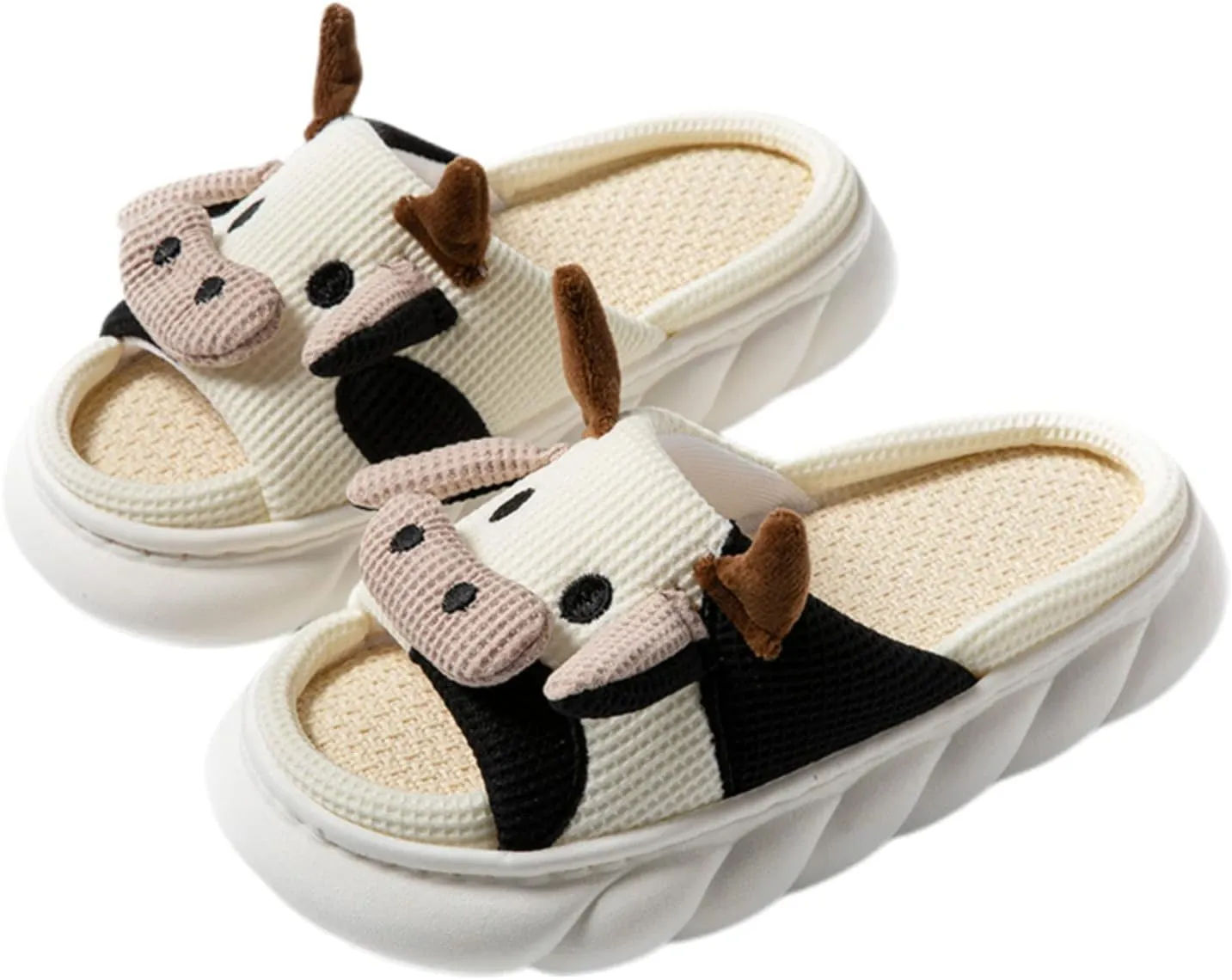 Lovely Rabbit Slippers Cow Linen Slippers, Animal slippers Summer Cotton Linen Couple Home Shoes Indoor Outdoor