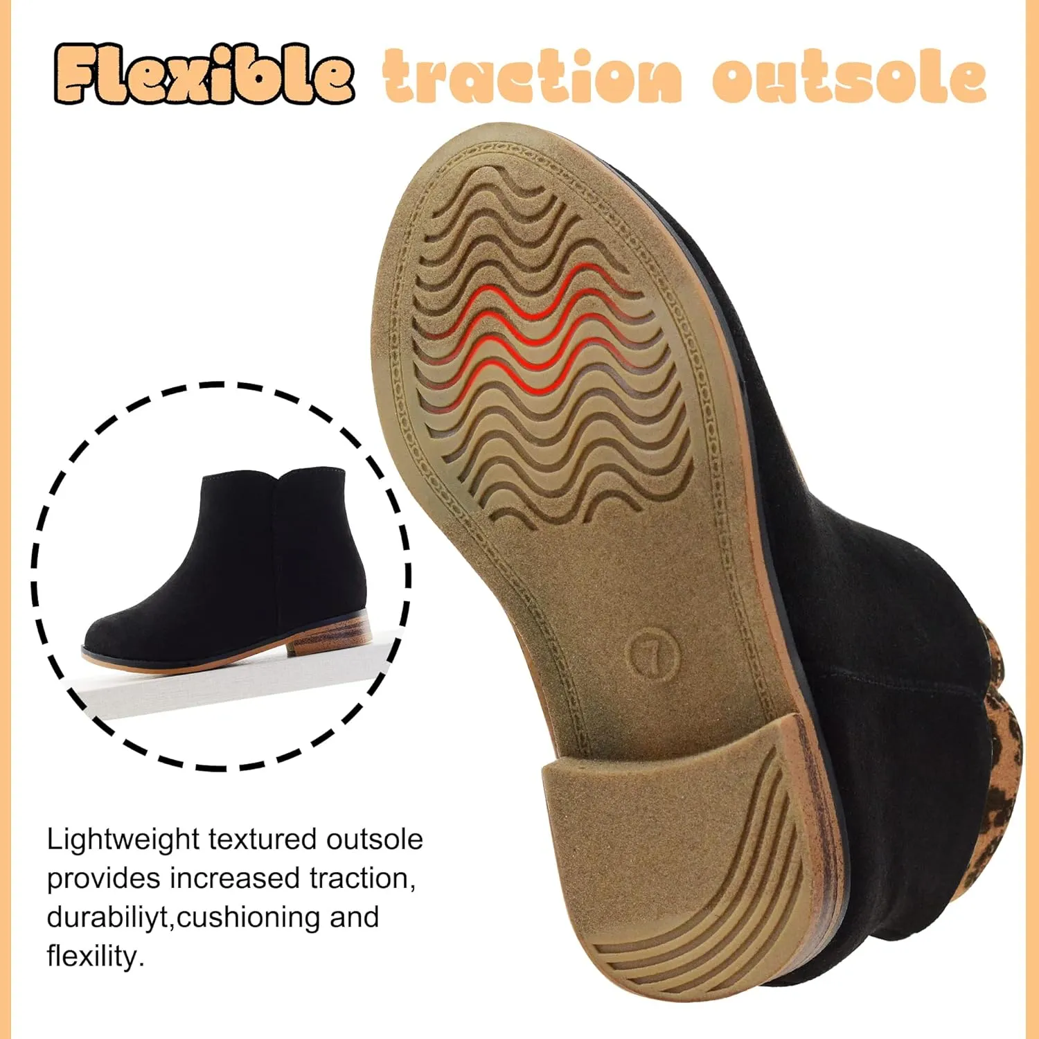 LseLom Girls Ankle Boots for Toddler/Little Kids - Brown, Suede, Zipper, Low-Top, Flat Heel, Casual
