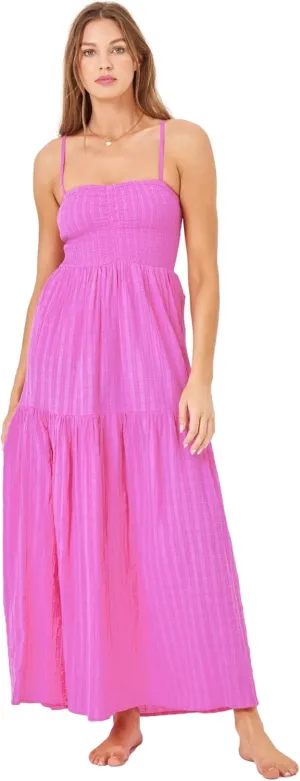 L*Space Mallorca Dress for Women, Full Length Maxi with Adjustable Straps, Tiered Skirt, Chic Dress for Vacation, 100% Cotton