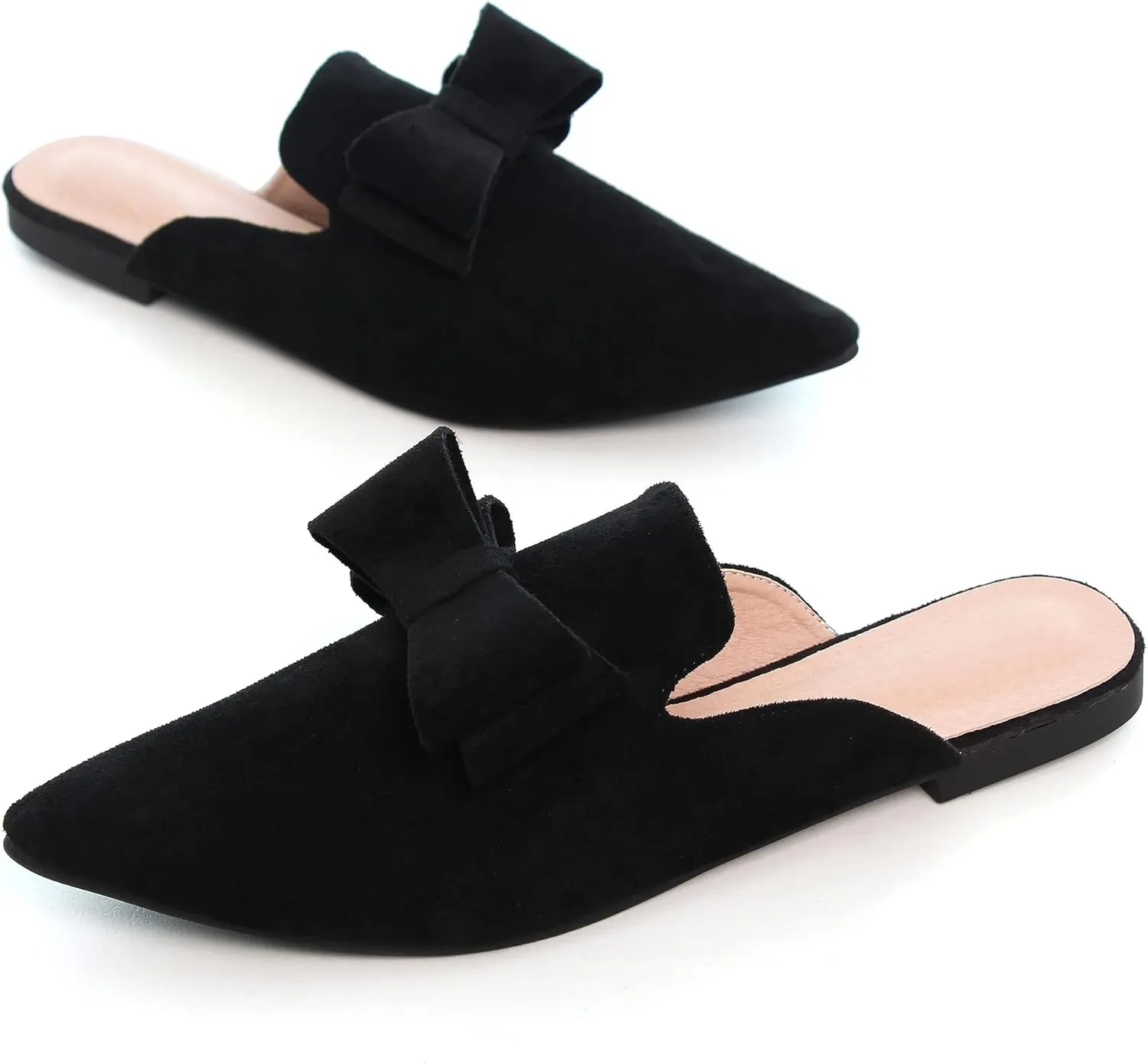 LUXINYU Women Slides-Sandals,Classic French Elegant Bow Pointed Toe Slippers, Flat-shaped Light Sandals, Soft and Comfortable Slides-Sandals