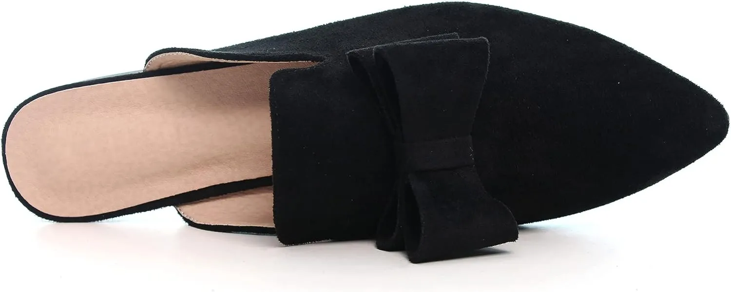 LUXINYU Women Slides-Sandals,Classic French Elegant Bow Pointed Toe Slippers, Flat-shaped Light Sandals, Soft and Comfortable Slides-Sandals