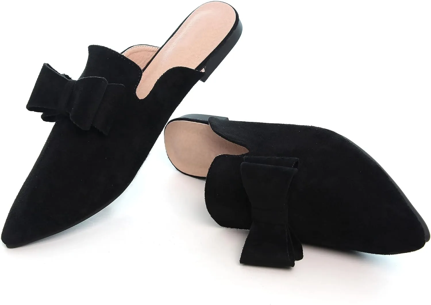LUXINYU Women Slides-Sandals,Classic French Elegant Bow Pointed Toe Slippers, Flat-shaped Light Sandals, Soft and Comfortable Slides-Sandals