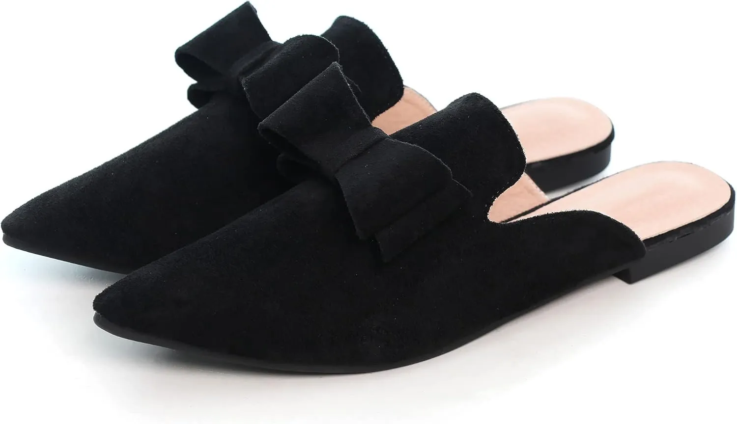 LUXINYU Women Slides-Sandals,Classic French Elegant Bow Pointed Toe Slippers, Flat-shaped Light Sandals, Soft and Comfortable Slides-Sandals
