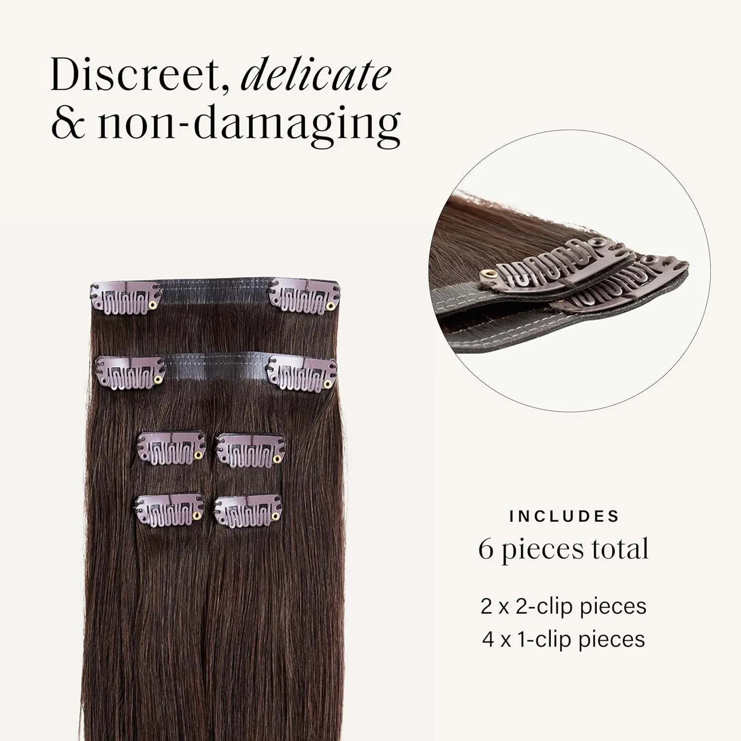 Luxy 100% Remy Human Hair Extensions for Thin Hair Thinning Hair Fill-Ins – 6 Seamless Wefts Multi-Dimensional Color Blend - Natural-Looking Volume & Coverage 50 grams 12" Chocolate Brown Thinning