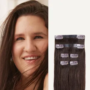 Luxy 100% Remy Human Hair Extensions for Thin Hair Thinning Hair Fill-Ins – 6 Seamless Wefts Multi-Dimensional Color Blend - Natural-Looking Volume & Coverage 50 grams 12" Chocolate Brown Thinning