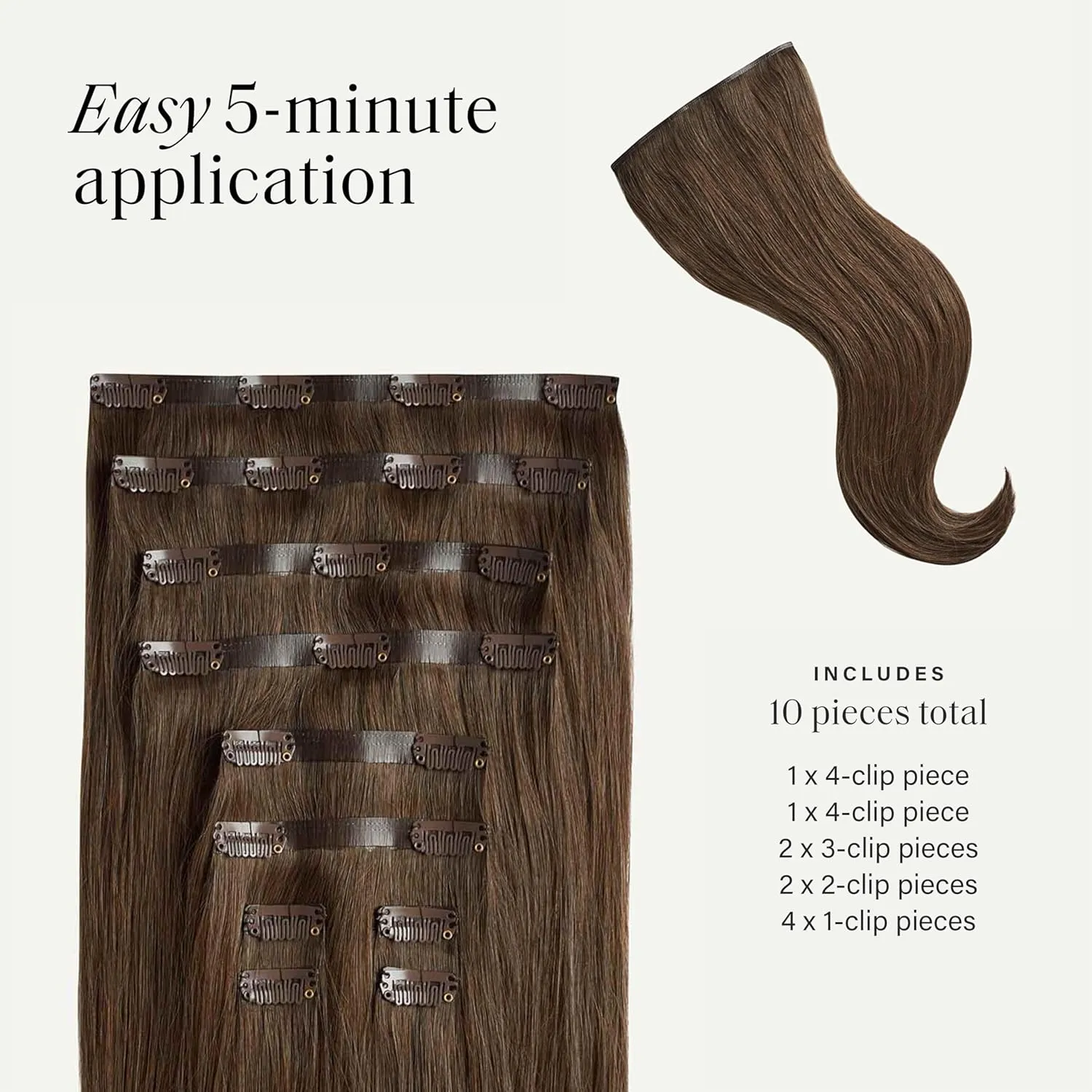 Luxy 100% Remy Human Hair - Seamless Clip-In Hair Extensions - Multi-Dimensional Color for Natural Blending, Adds Volume & Length 240 grams 24" Neutral Brown Seamless