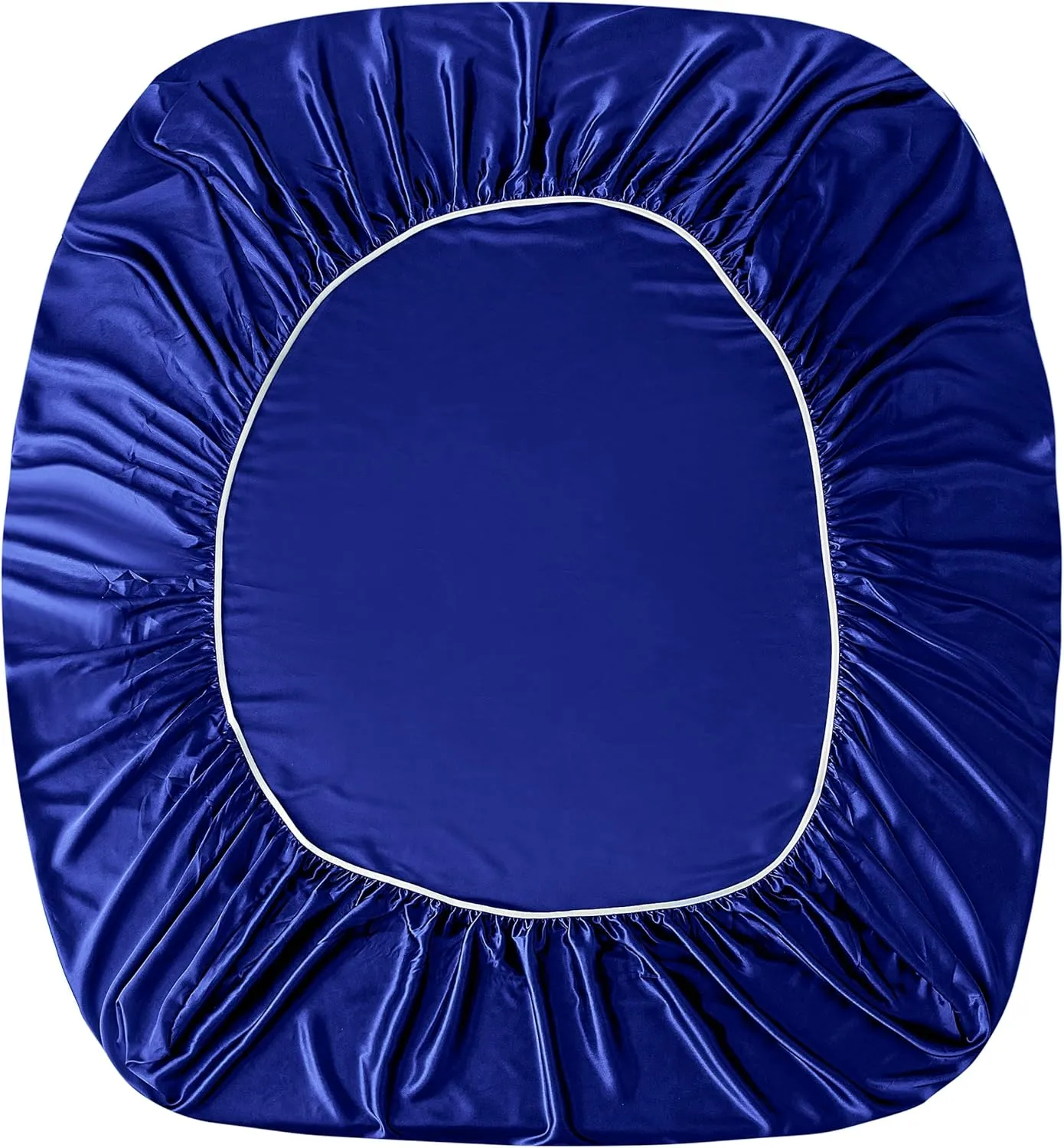 ManyShofu Satin Queen Sheet Set - 4 Piece, Soft Silky Sheets, Royal Blue Cooling Bedding