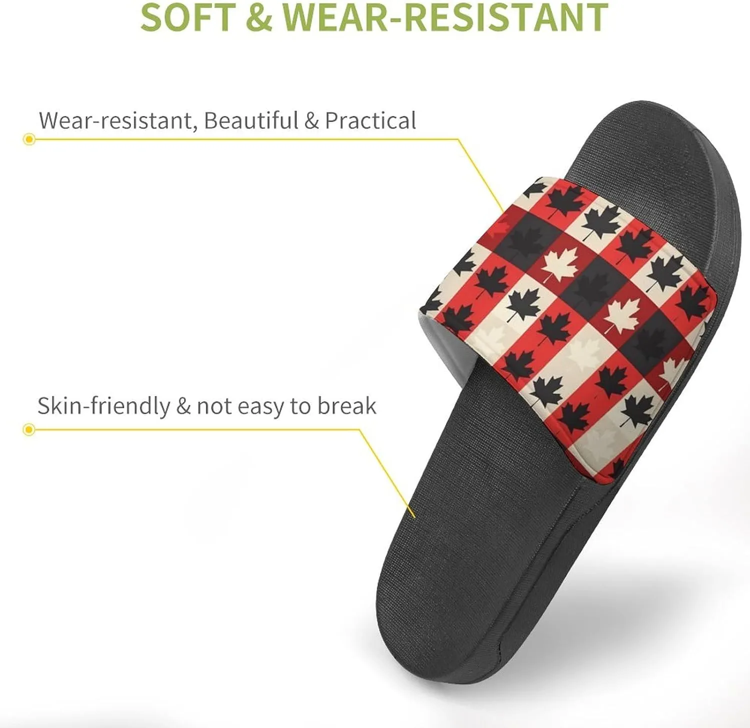 Maple Leaf Canada CA Flag PVC Home Slippers Non-Slip Shower Shoes Casual Bathroom Slippers for Women Men