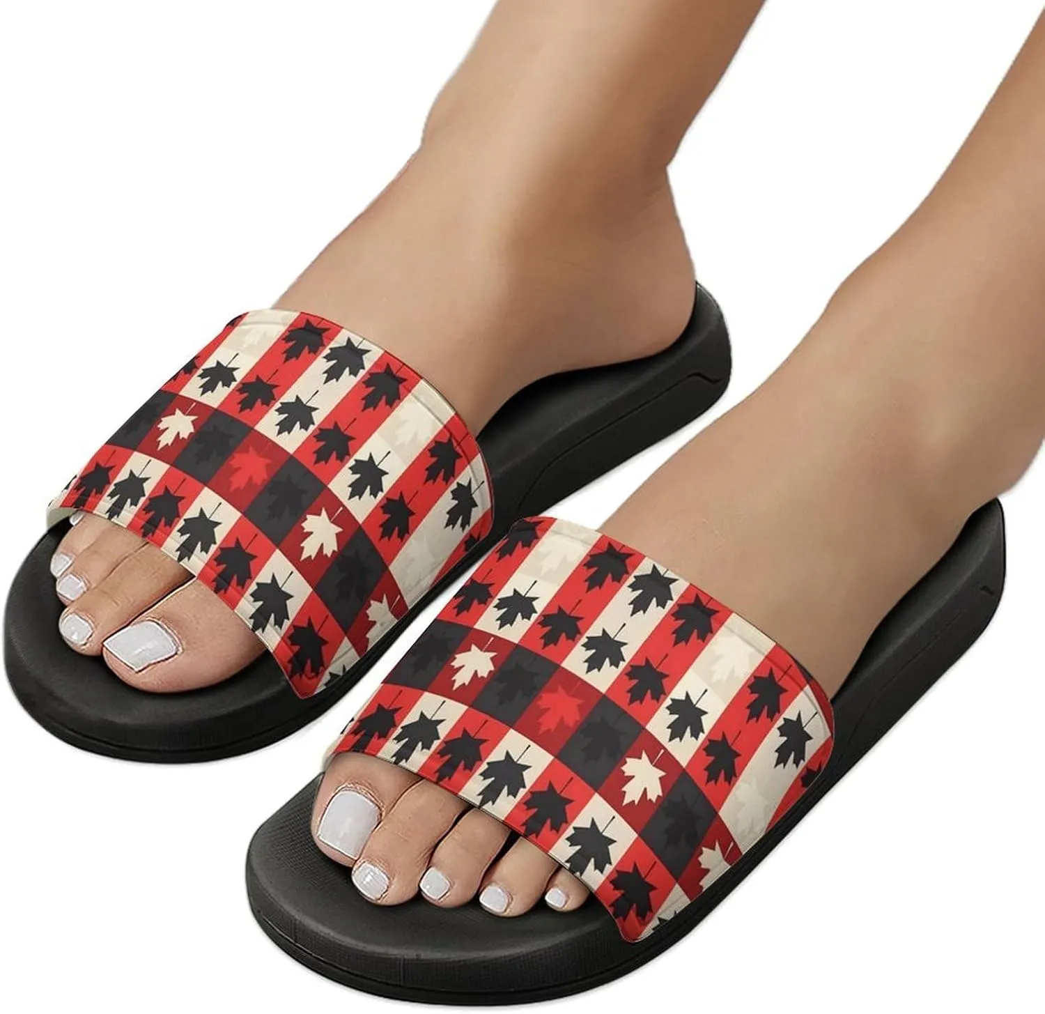 Maple Leaf Canada CA Flag PVC Home Slippers Non-Slip Shower Shoes Casual Bathroom Slippers for Women Men