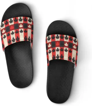 Maple Leaf Canada CA Flag PVC Home Slippers Non-Slip Shower Shoes Casual Bathroom Slippers for Women Men