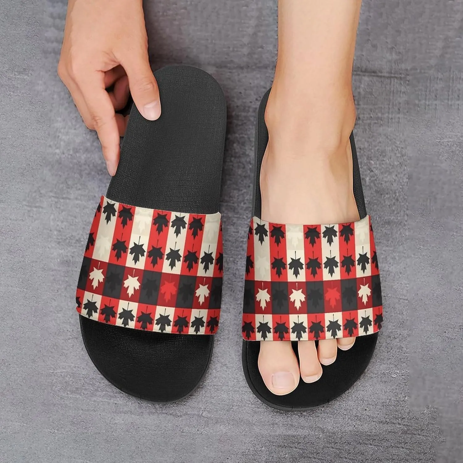 Maple Leaf Canada CA Flag PVC Home Slippers Non-Slip Shower Shoes Casual Bathroom Slippers for Women Men