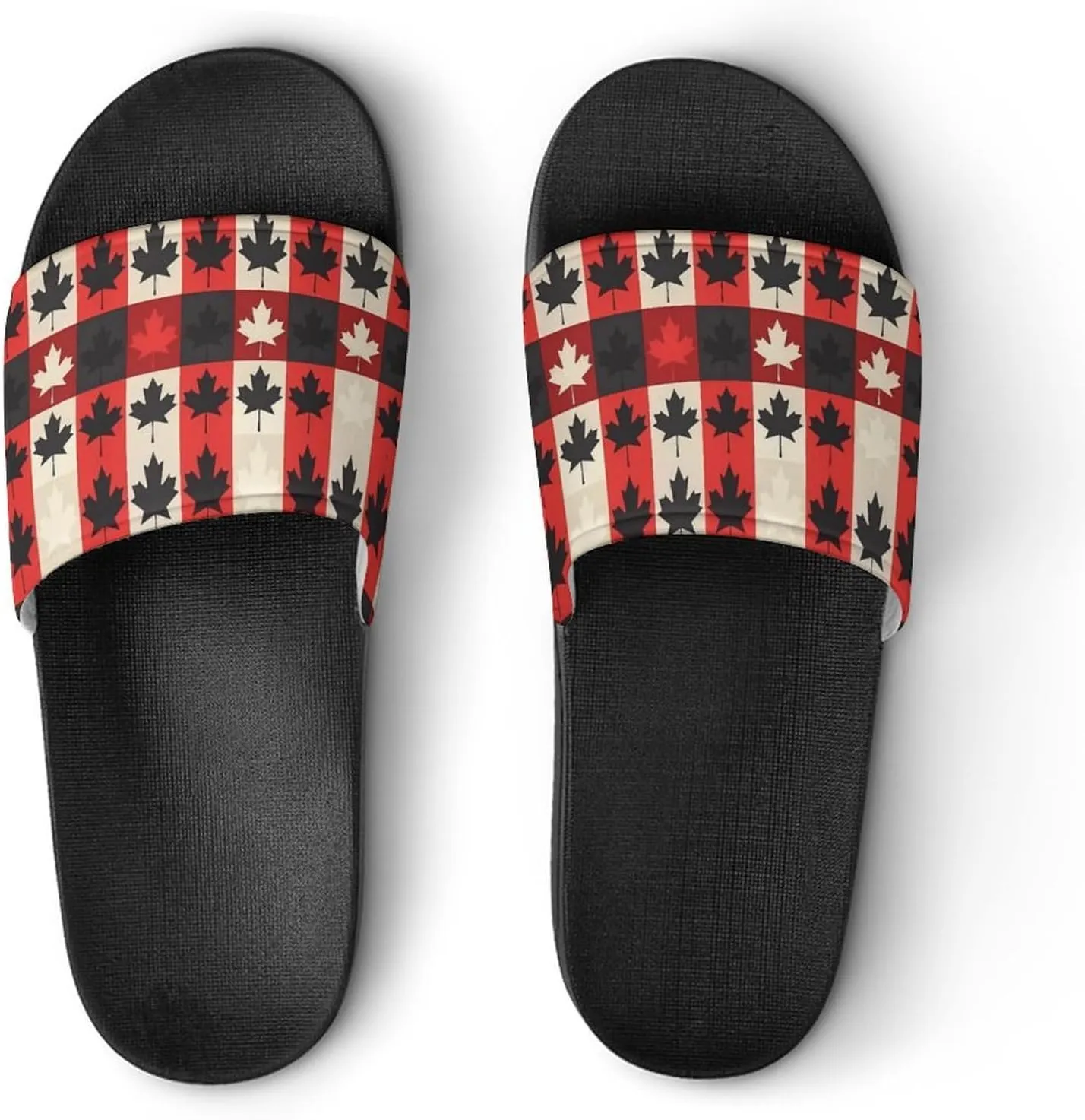 Maple Leaf Canada CA Flag PVC Home Slippers Non-Slip Shower Shoes Casual Bathroom Slippers for Women Men