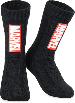 Marvel Fluffy Socks, Mens Slipper Socks, Black Panther Thor Warm Knitted Socks